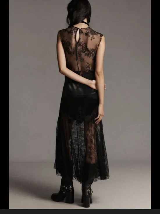 new ANTHROPOLLOGIE lace slim midi dress s small - Picture 3 of 4